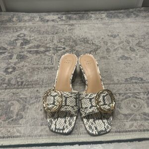 A New Day Snake Print Mules with Gold Accent